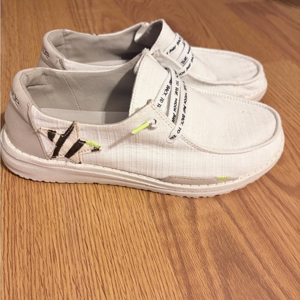 Hey Dude White and Black Women's Sneakers